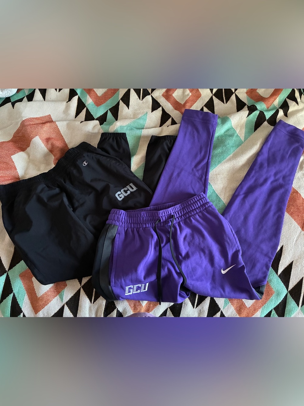 NIKE woman bundle lot of two size small joggers sweatpants, GCU black and purple